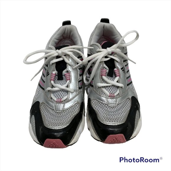 Adidas pink silver running sneaker shoes size 5 US women or big kids shoe laced - Picture 2 of 6